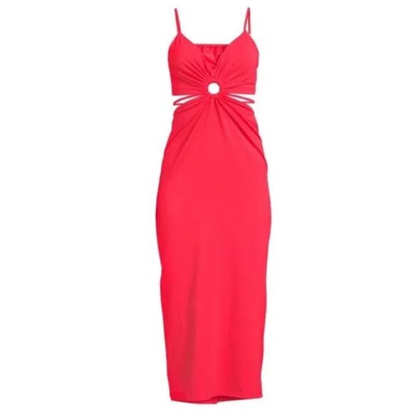 Walter Baker Rivka Dress Womens Extra Large XL Red Cut Out Midi Party Night Out - Picture 5 of 9